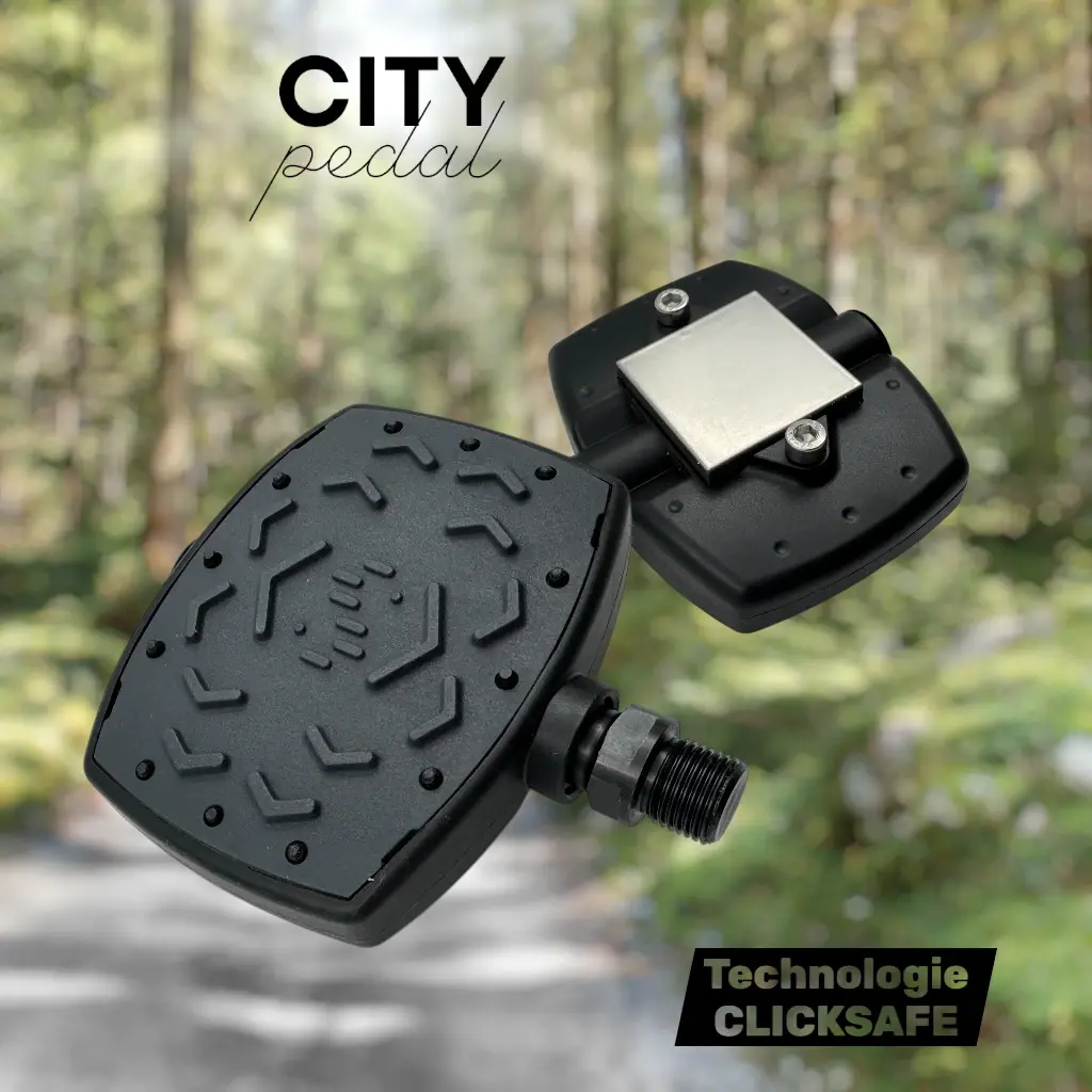 Pédale magnétique City ClickSafe pour trajets urbains, randonnée, avec accroche stable et décrochage par levier latéral